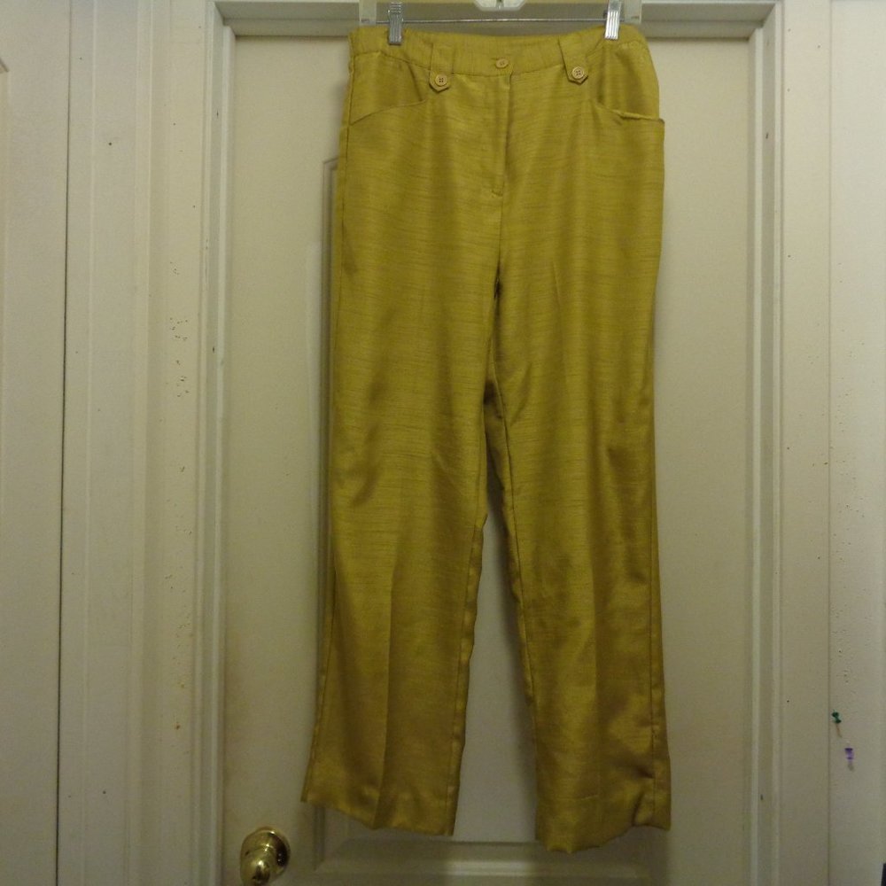 SELENE SILKY MUSTARD TEXTURED PANTS M